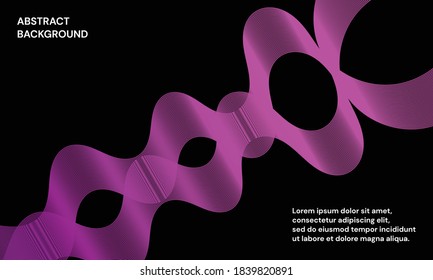 Modern abstract background with wavy lines in purple gradient. Wave line art, curved smooth design. Vector illustration