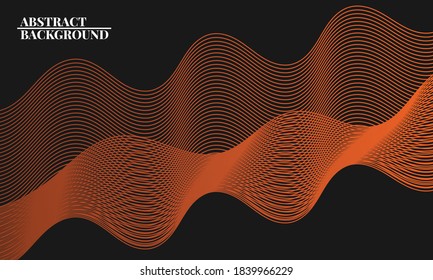Modern abstract background with wavy lines in brown. Wave line art, curved smooth design. Vector illustration
