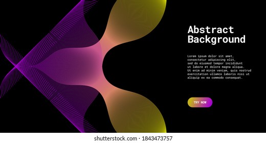 Modern abstract background with wavy lines in yellow and purple gradations. Wave line art, curved smooth design. Vector illustration. Suitable for use, book cover, cd cover, flyer, website background