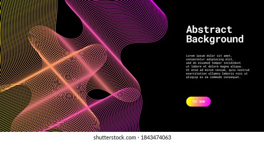 Moderner abstrakter Hintergrund mit gewellten Linien in gelben und violetten Farbtönen. Wave Line Art, geschwungenes Design. Vektorgrafik. Geeignet für die Verwendung, Buchabdeckung, CD-Cover, Flyer, Website-Hintergrund