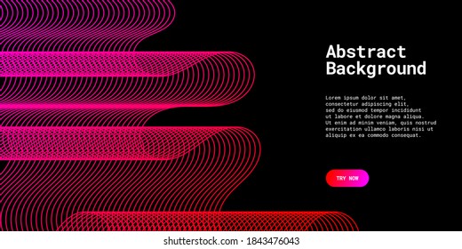 Modern abstract background with wavy lines in purple and red gradations. Wave line art, curved smooth design. Vector illustration. Suitable for use, book cover, cd cover, flyer, website background