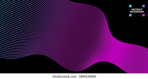 Fondo abstracto moderno con líneas onduladas en tonos azul y violeta. Arte de línea ondulada, diseño liso curvo. Ilustración vectorial. Adecuado para uso, portada de libro, cubierta de cd, volante, fondo de sitio web