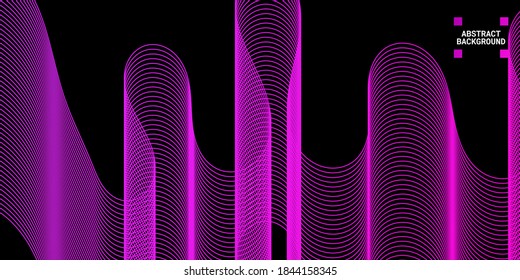 Modern abstract background with wavy lines in purple gradations. Wave line art, curved smooth design. Vector illustration. Suitable for use, book cover, cd cover, flyer, website background 