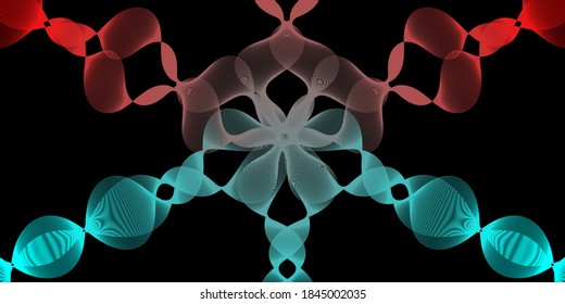 Fondo abstracto moderno con líneas onduladas en tonos rojos y azules. Arte de línea ondulada, diseño liso curvo. Ilustración del vector