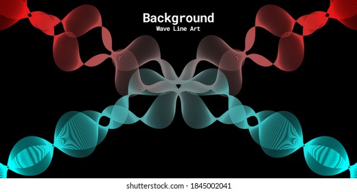 Fondo abstracto moderno con líneas onduladas en tonos rojos y azules. Arte de línea ondulada, diseño liso curvo. Ilustración del vector