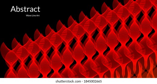 Modern abstract background with wavy lines in red gradations. Wave line art, curved smooth design. Vector illustration