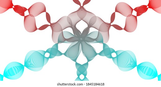 Modern abstract background with wavy lines in red and blue gradations. Wave line art, curved smooth design. Vector illustration