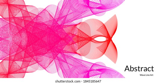 Fondo abstracto moderno con líneas onduladas en gradaciones violetas y rojas. Arte de línea ondulada, diseño liso curvo. Ilustración del vector
