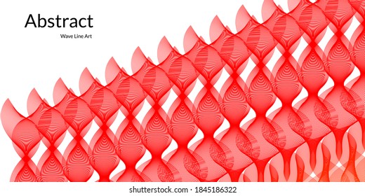 Modern abstract background with wavy lines in red gradations. Wave line art, curved smooth design. Vector illustration
