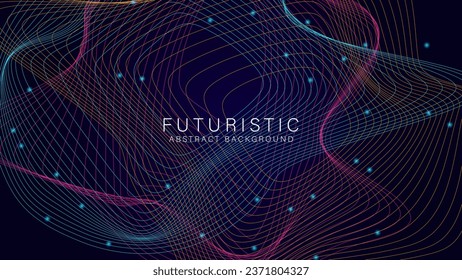 Fondo abstracto moderno con líneas onduladas y partículas adecuadas para papel pintado, pancarta, volante. ilustración vectorial