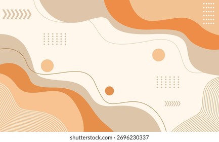 Modern abstract background with wavy shapes in beige and orange tones, perfect for presentations and web design.