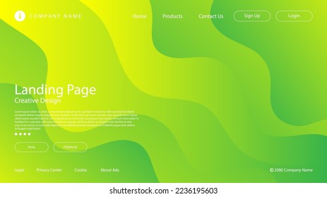 Modern Abstract Background with Website Landing Page Template Vibrant Yellow Green Gradient Color