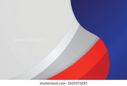 Modern abstract background white, blue and red with silver color