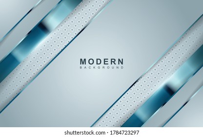 Modern abstract background with white realistic paper art shape and silver metallic decoration. Elegant vector design can use for banner promotion, greeting card, invitation, cover book, flyer, poster