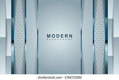 Fondo abstracto moderno con forma de arte de papel blanco realista y decoración metálica plateada. Diseño vectorial elegante que puede ser utilizado para promoción de banners, tarjeta de saludo, invitación, portada, volante, afiche