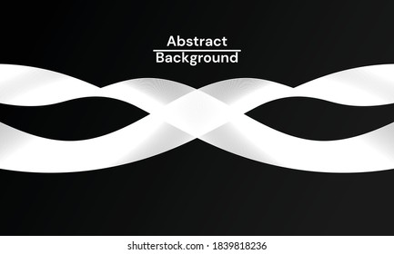 Modern abstract background with white wavy lines. Wave line art, curved smooth design. Vector illustration