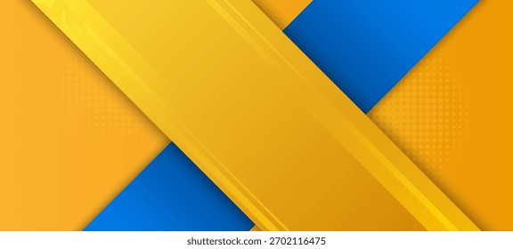 Fondo abstracto moderno con Formas de cinta geométrica amarilla y azul.