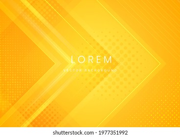 Modern abstract background yellow gradient arrow shape overlapping layer with halftone effect. Vector illustration