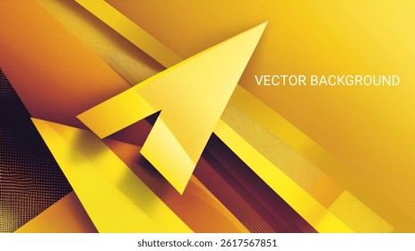 Modern abstract background yellow gradient arrow shape overlapping layer with halftone effect.