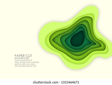 Modern abstract background.Green circles in paper cut style.