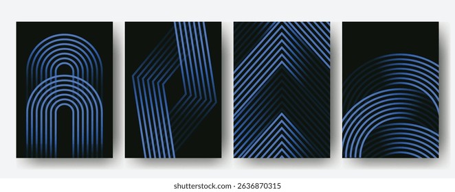 Modern abstract backgrounds collection with flowing lines for stylish presentations	
