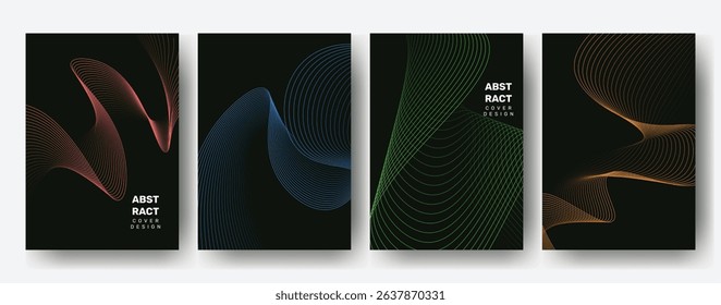 Modern abstract backgrounds collection with flowing lines for stylish presentations	
