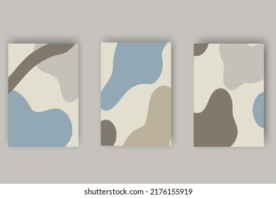 Modern  abstract backgrounds with organic  elements and dynamic shapes.Compositions of colored spots. Set of minimal poster.Vector illustration for design and creative ideas.

