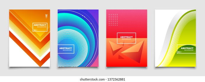 Modern Abstract Backgrounds Vector Set. Collection of vertical A4 design templates with different abstract shapes. Trendy vector graphic style.