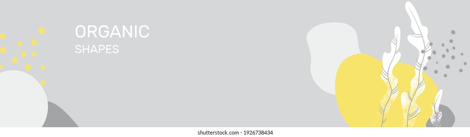 Modern abstract banner with algae, flowing shapes, texture. Place for your text. Design for social networks, advertising, internet pages, landing pages. Vector illustration