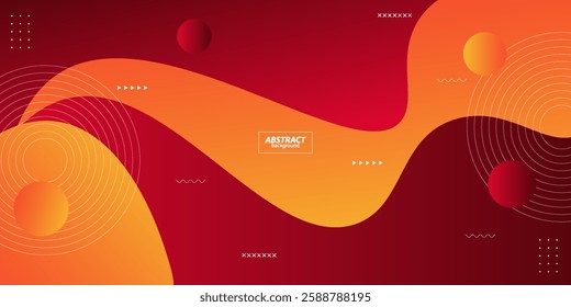 Modern abstract banner background with red and orange wave fluid pattern. Creative background design with horizontal design. Vector Eps10