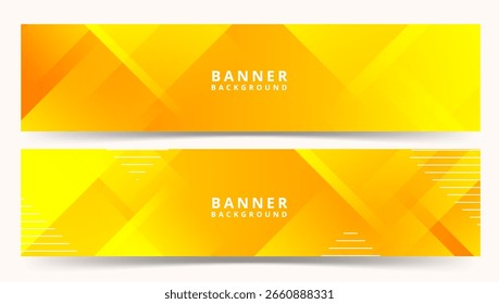 Conjunto de fondo de Anuncio abstracto moderno con vibrantes Formas geométricas amarillas y naranjas, perfecto para un encabezado de Sitio web dinámico o Anuncio de presentación.Vector