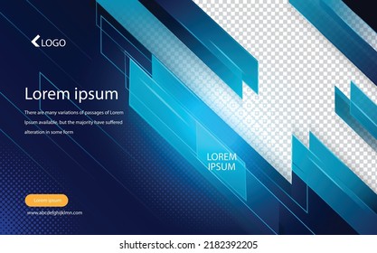 Modern abstract banner design. Blue box Vector shape background. Graphic Template Banner pattern for social media and web sites. Sport Gym and Fitness Promotion Post and Story.