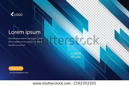 Modern abstract banner design. Blue box Vector shape background. Graphic Template Banner pattern for social media and web sites. Sport Gym and Fitness Promotion Post and Story.