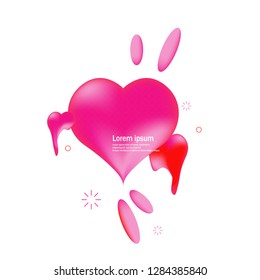 Modern abstract banner with dynamical liquid gradient heart love shape vector