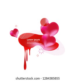 Modern abstract banner with dynamical liquid gradient heart love shape vector