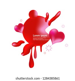 Modern abstract banner with dynamical liquid gradient heart love shape vector