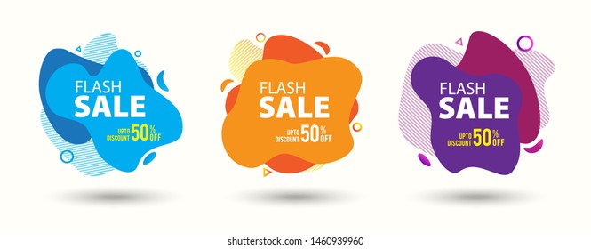 Modern abstract banner with flash sale word vector illustration. Fluid gradient for minimal banners, logo, flyer, poster, presentation and advertising. Abstract trendy liquid background