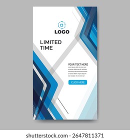Modern abstract banner with flowing blue shapes and thin lines, highlighting "LIMITED TIME" with a logo space.