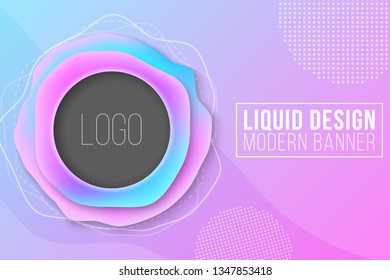Modern abstract banner. Fluid design. Liquid colored forms. Gradient abstract banner with flowing shapes. Abstract elements. Template for your logo design. Vector Illustration. EPS 10