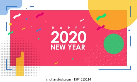 Modern Abstract Banner of Happy New Year 2020 with Flat Design Vector