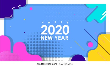 Modern Abstract Banner of Happy New Year 2020 with Flat Design Vector