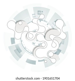 Modern abstract banner with molecular structure on white background. Modern vector illustration