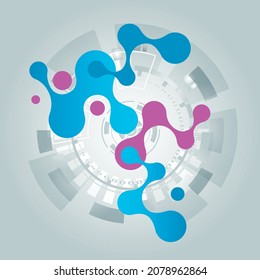 Modern abstract banner with molecular structure on white background. Modern vector illustration