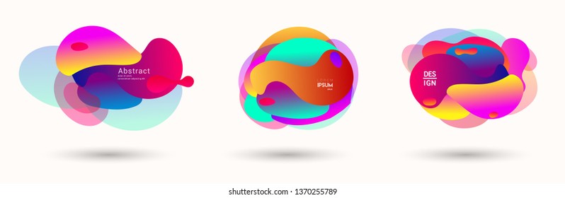 Modern abstract banner set. Flat geometric liquid form with various colors. Modern vector template for banner, logo, social post. Futuristic trendy dynamic elements.