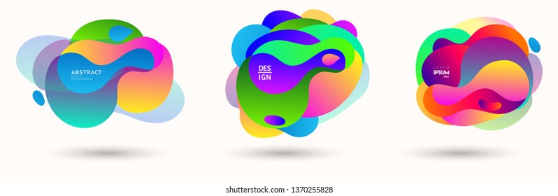 Modern abstract banner set. Flat geometric liquid form with various colors. Modern vector template for banner, logo, social post. Futuristic trendy dynamic elements.