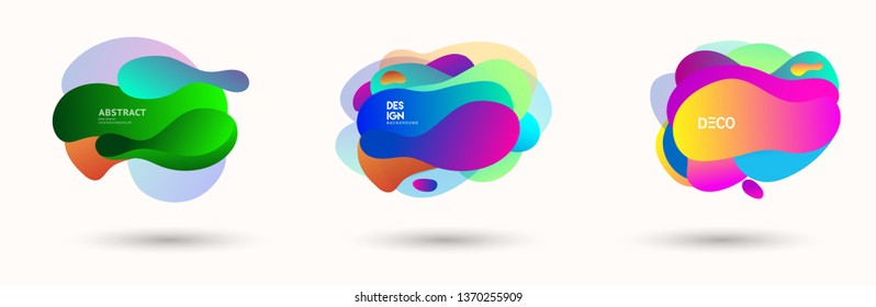 Modern abstract banner set. Flat geometric liquid form with various colors. Modern vector template for banner, logo, social post. Futuristic trendy dynamic elements.