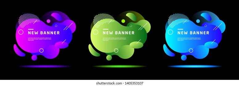 Modern abstract banner set. Flat geometric liquid form with various colors. Modern banner template. Template for the design of a logo, flyer of presentation.