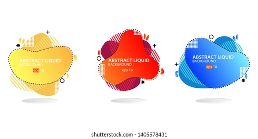 Modern abstract banner set. Flat geometric liquid form with various colors. Modern banner template