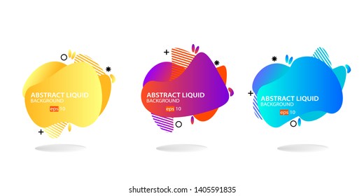Modern abstract banner set. Flat geometric liquid form with various colors. Modern banner template