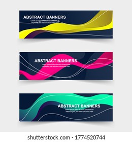 Modern abstract banner set with gradient colors Trendy liquid design. Vector illustration for banners